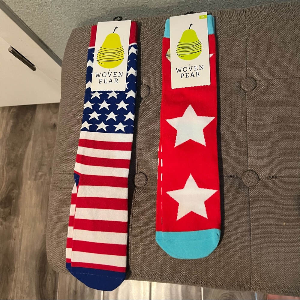 NWT Woven Pear Patriotic Sock Bundle - Red, White + Blue